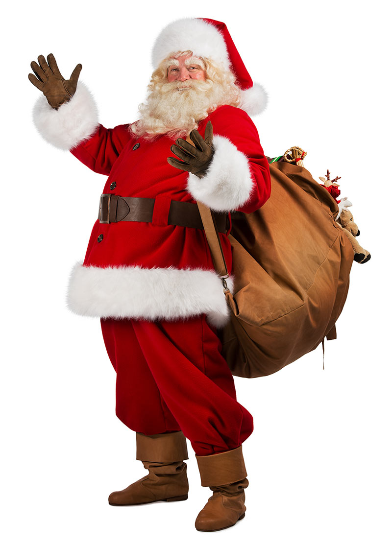 Jolly Santa with his sack