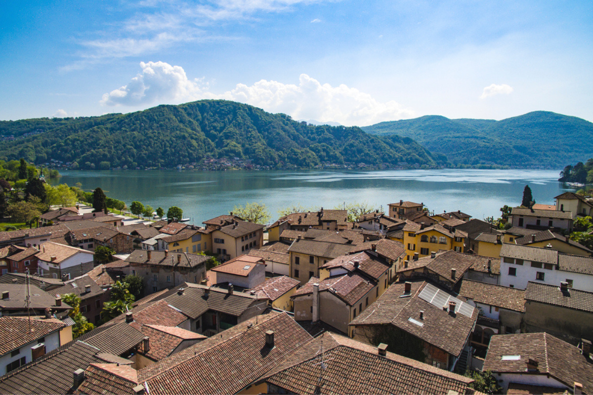 Caslano, Switzerland. Beautiful small town in the Lugano region