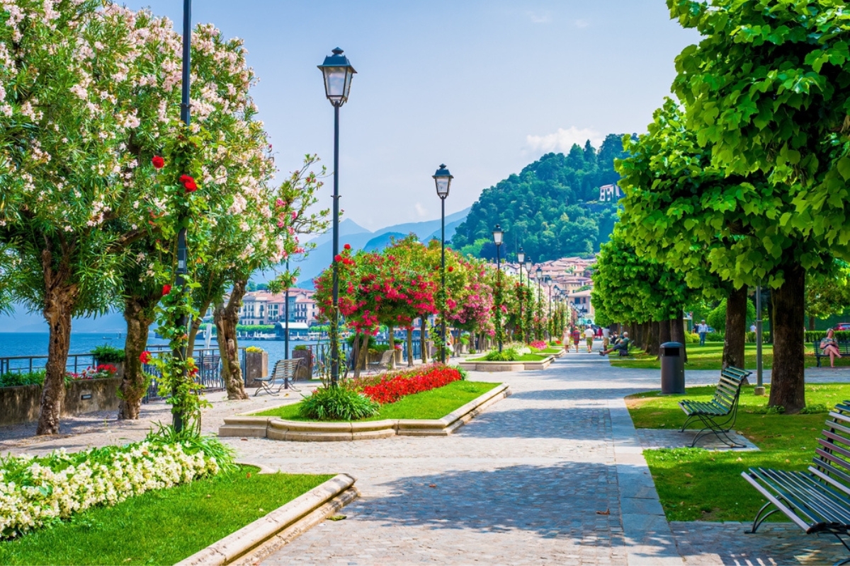 Bellagio borgo on Lake Como, Italy. Romantic scenery of coast and lakefront