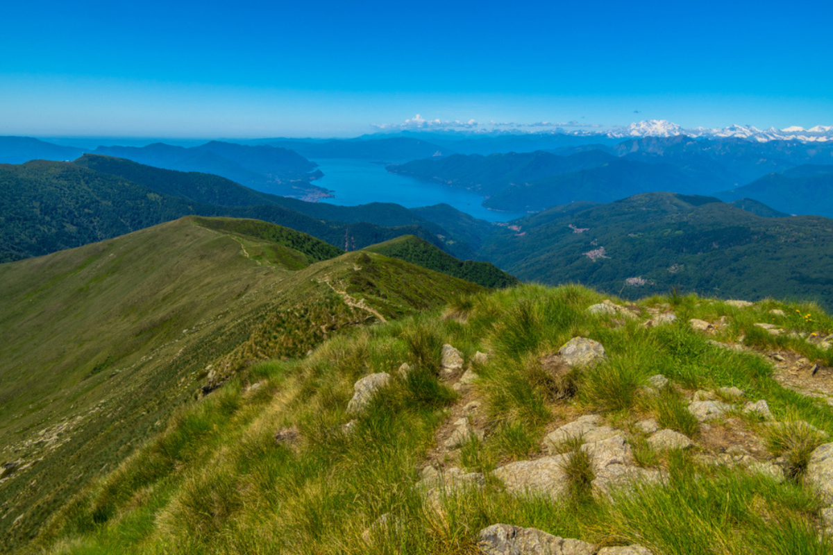 Aerial view of Lake Maggiore from Monte Tamaro