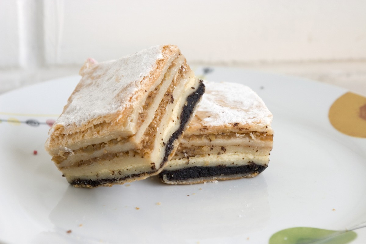 A plate of Medimurska Gibanica, a  four-layered pastry