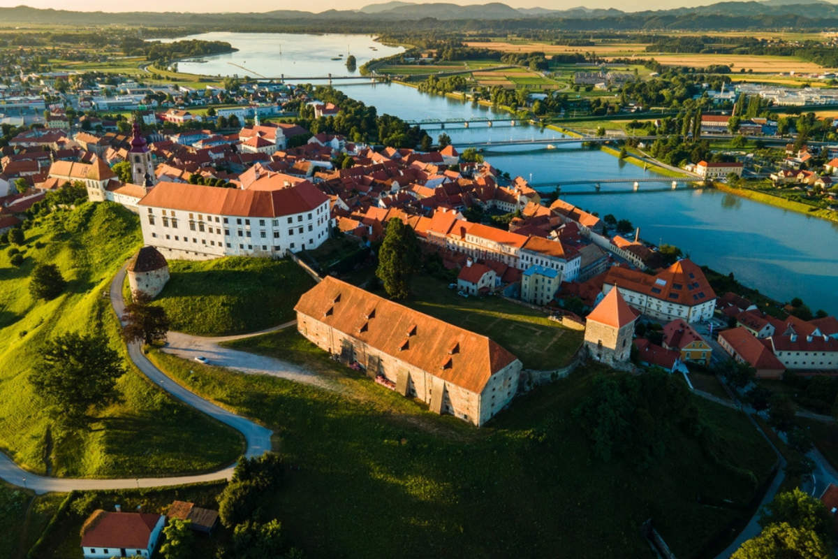 Ptuj Castle or Ptujski Grad in Hilltop in Slovenia Oldest City