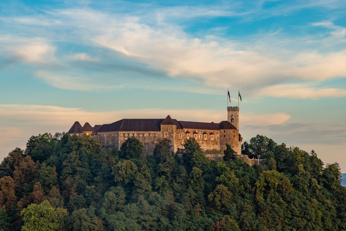 The majestic Ljubljana caste on the hill above the city