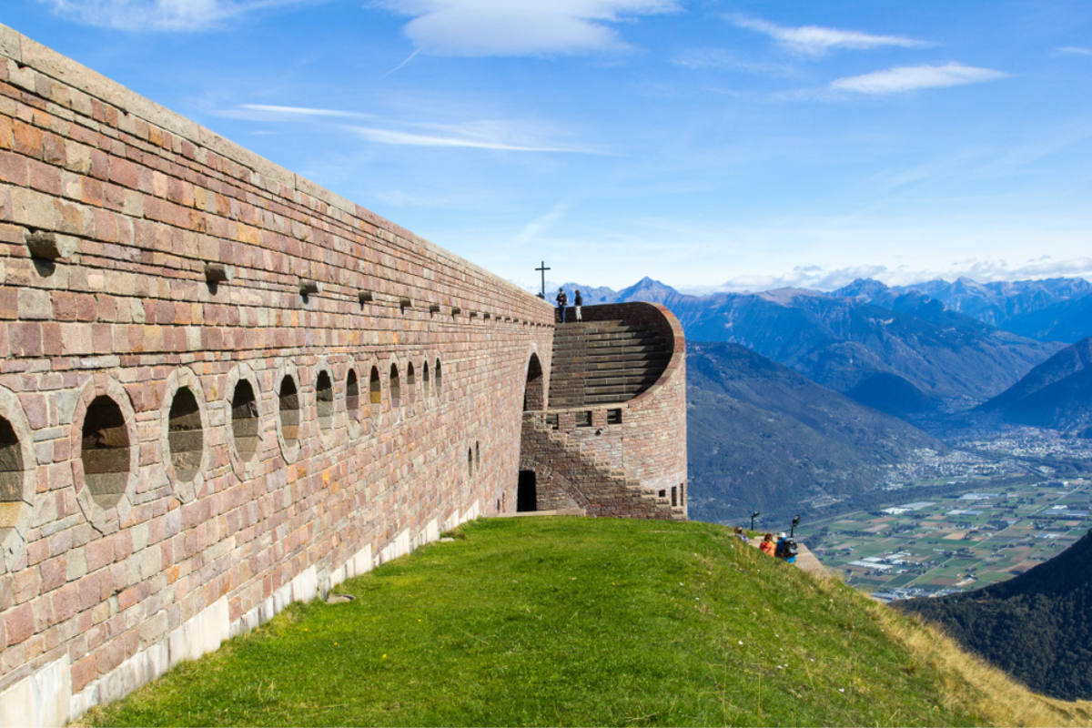 Santa Maria degli Angeli Chapel on the Monte Tamaro by the Swiss architect Mario Botta in Canton Ticino, Switzerland